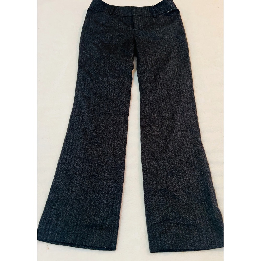 Mossimo Stretch Women 2 Charcoal Grey Herringbone Wide Leg Dress Pants Trousers